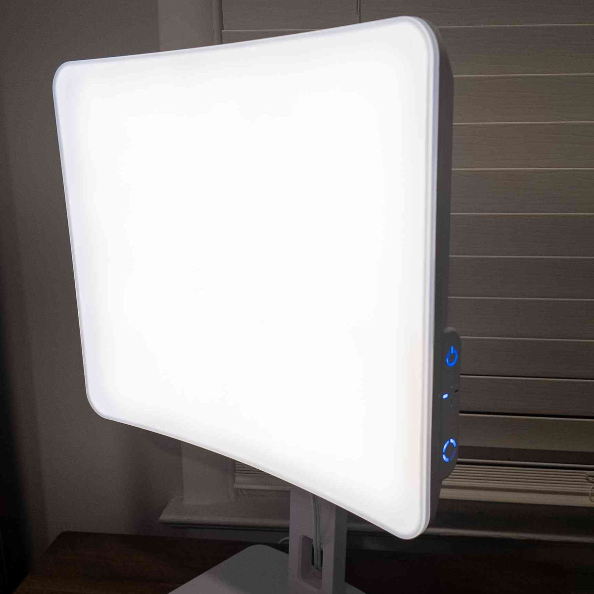 Close-up of the Day-Light Elite light therapy lamp panel and controls