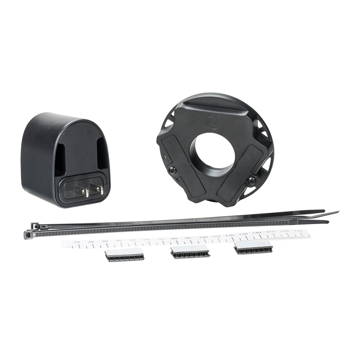 WalkWise sensor pieces with the zip ties used to attach it to a walker wheel